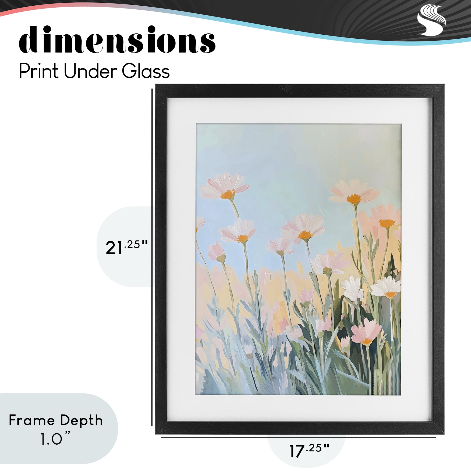 Stupell Industries Pastel Meadow Daisies at Dawn Black Framed Print Under Glass, design by The Prints Vibe