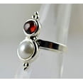 thumbnail image 4 of Navya Craft Freshwater Pearl and Garnet 925 Sterling Silver Handmade Women Statement Ring, Pearl Jewelry Size 6.5, 4 of 4