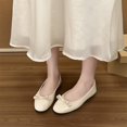thumbnail image 6 of Gpaecead Women's Bow Flats Solid Color Patent Leather Slip On Soft Sole Comfort Versatile Casual Work Shoes, Beige, 6 of 8