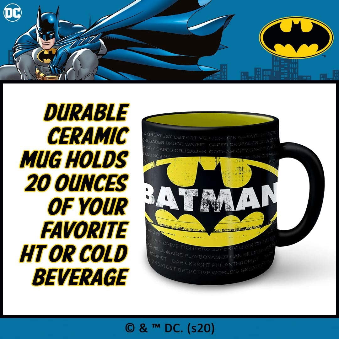 Silver Buffalo DC Comics Batman Grimey Logo Jumbo Ceramic Mug, 20 Ounces, 20oz Batman Grimey Logo, 1 Count (Pack of 1)