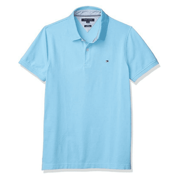 Tommy Hilfiger Mens Stretch Slim Fit Pique Polo Shirt,Alaskan Blue,XS