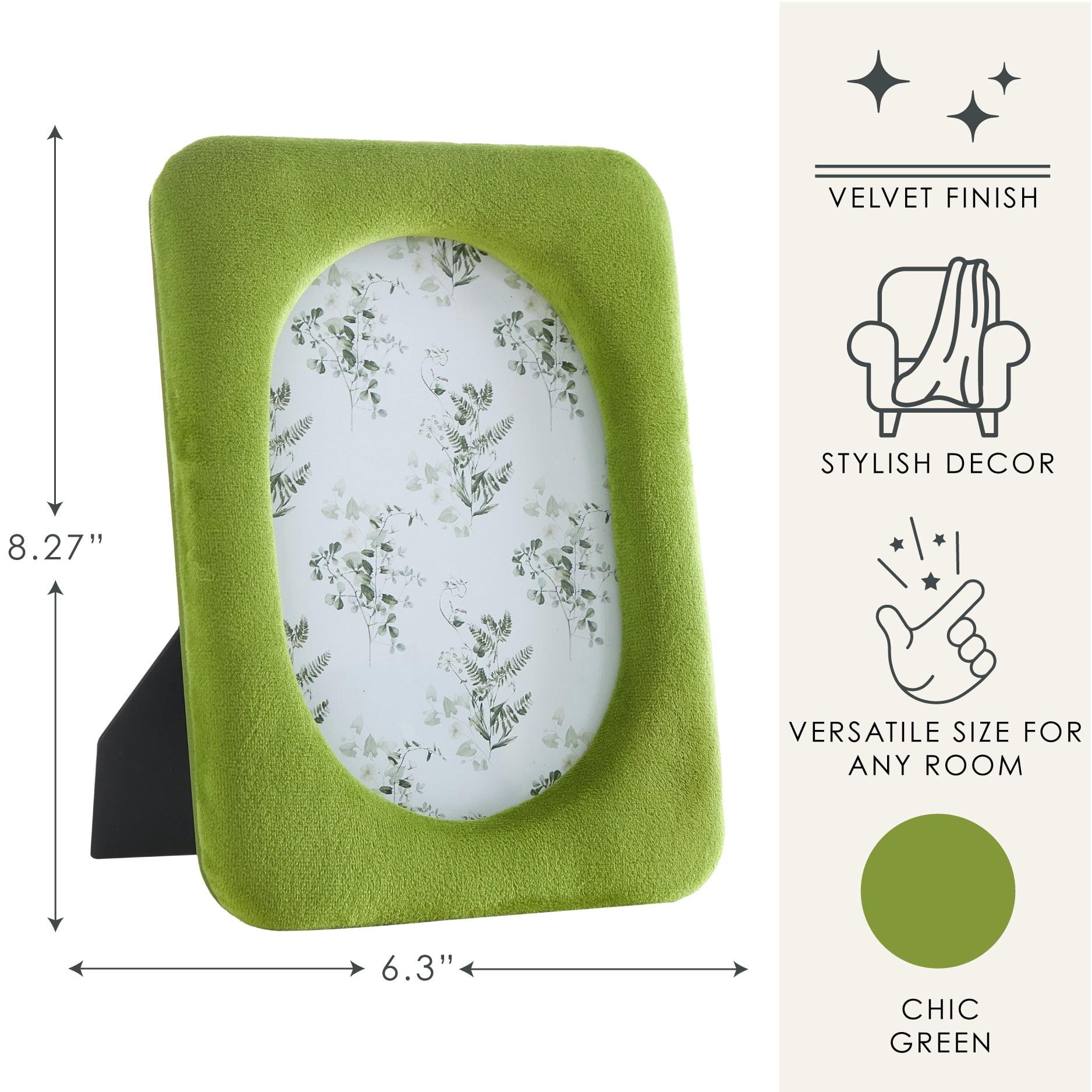 StyleHouse Velvet Picture Frame 2-Pack, Avacado, 5" x 7"