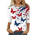 thumbnail image 2 of 4Th of July Shirts ,Lightning ,Cadancy Plus Size Tops for Women Summer,Elbow Sleeve Blouses Casual,Graphic T Shirts ,Blusas Para Mujer,White L, 2 of 5