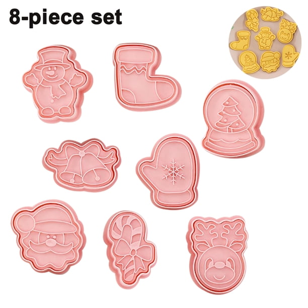Herramienta para hornear galletas de fondant tridimensional con temática navideña con juego de sellos de émbolo, pan de jengibre para niño/niña, muñeco de nieve, Papá Noel, árbol de Navidad, reno,