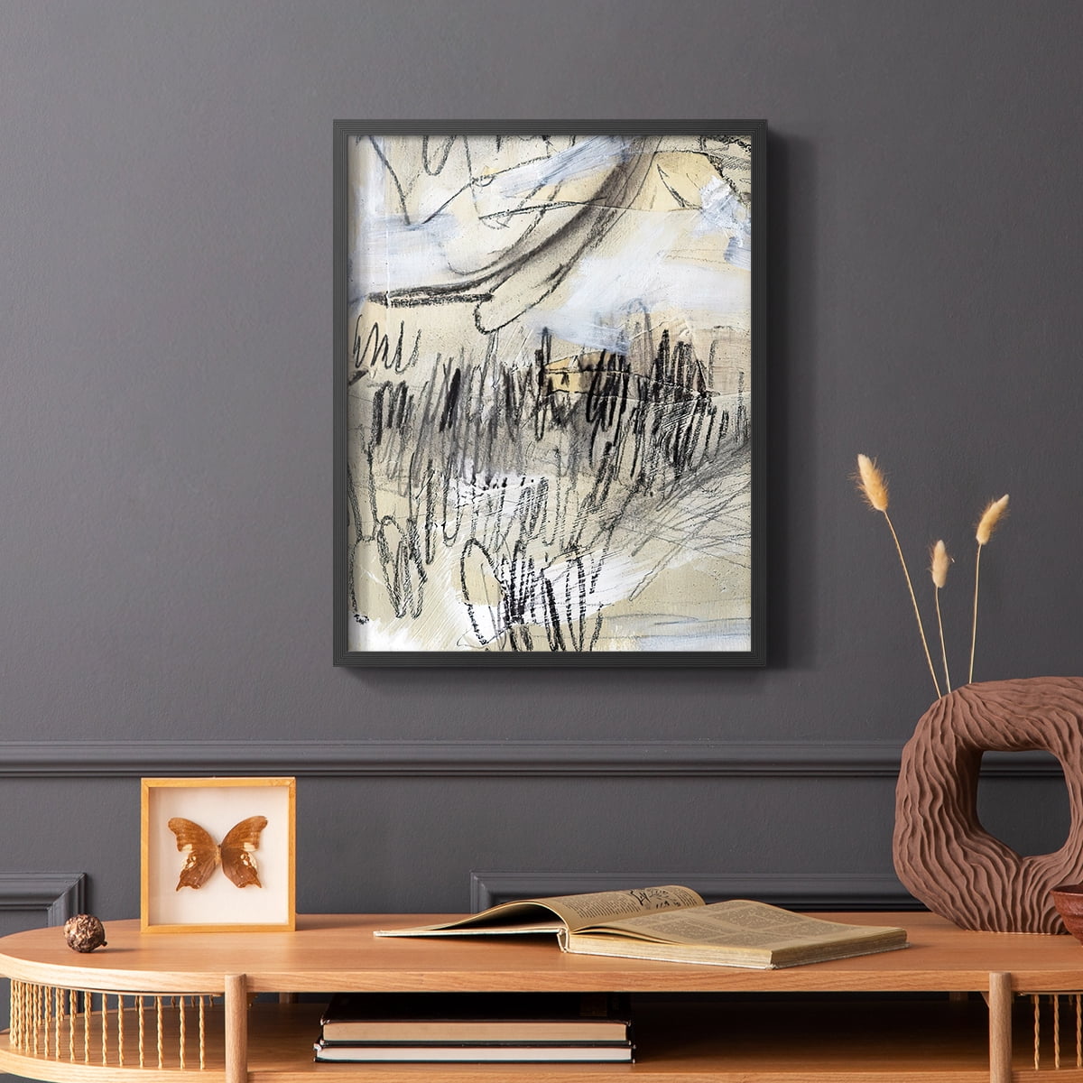 Masked Notes III Framed Print in Black Solid Wood Framed Print No Nail Hanging