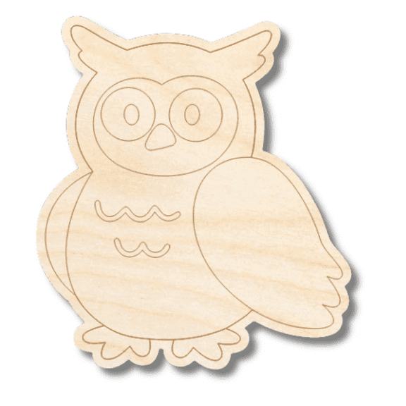 Unfinished Wood Etched Owl Shape 4" / 1/4"