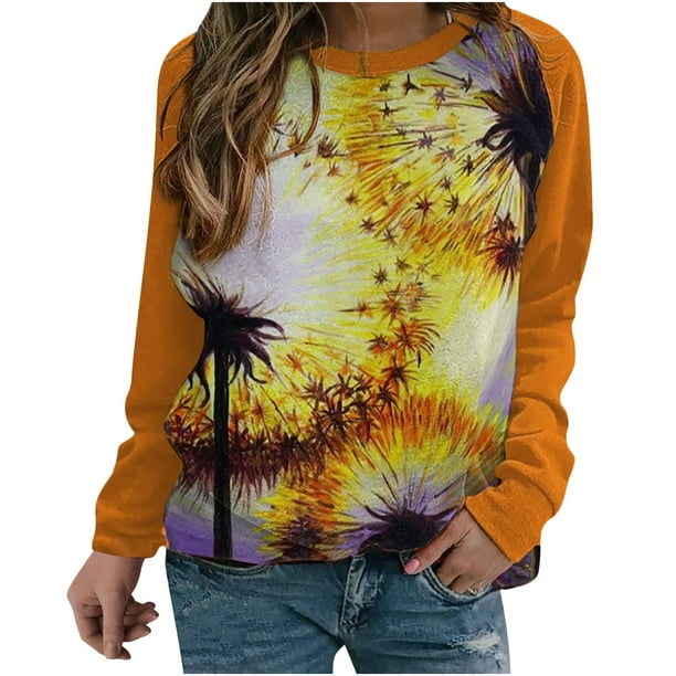 Camiseta de manga larga con cuello redondo para mujer a la moda, blusa holgada con estampado de otoño, sudadera Fridja FKASFK2524