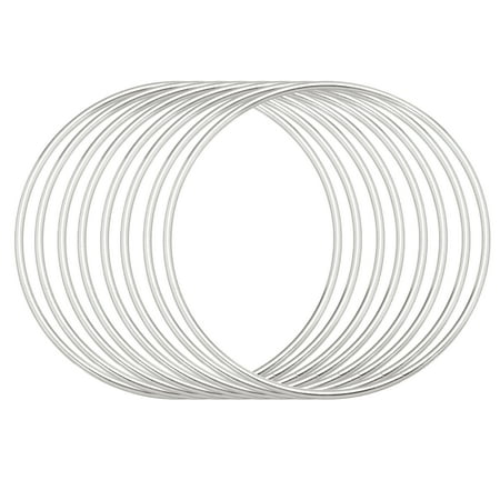 Uxcell 8Pcs Dream Catcher Rings, 4.3" Metal Hoops for Crafts Wreath Hoop Rings for Wall Hanging Crafts Home Decorations DIY Wedding Wreath Decor, Silver 4.1"