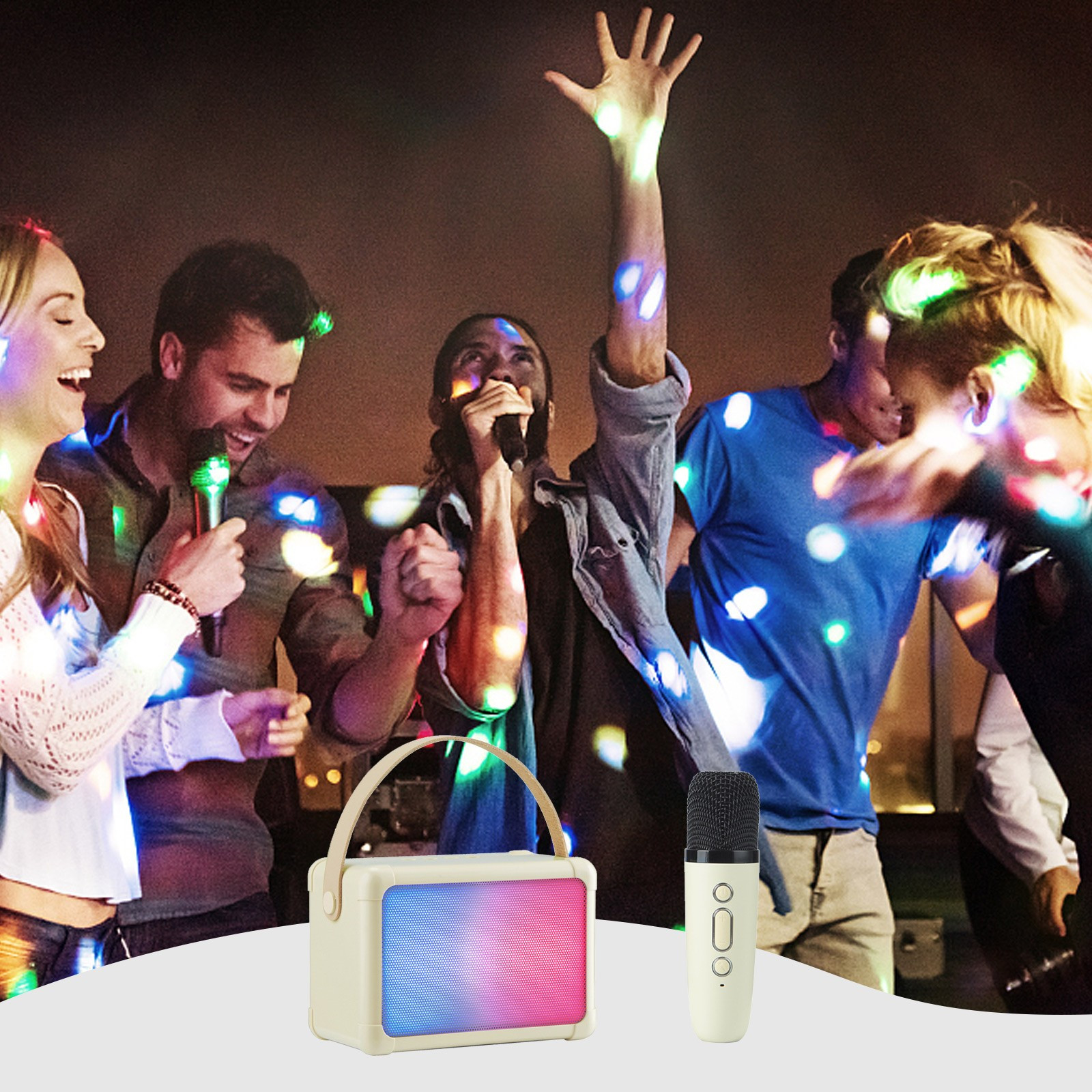 Car-Mounted RGB Bluetooth Speaker, Portable Desktop and Outdoor Mini Karaoke with Colored Lights, Voice Prompt Audio, 5W Gift for Travel, Home, or Sports Activities