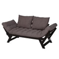 thumbnail image 1 of HOMCOM Convertible Canapé Lit Futon Causeuse Salon avec Oreiller, Réglable 3-Position Canapé-Lit Sale Cadre en Bois, Gris Foncé, 1 of 10