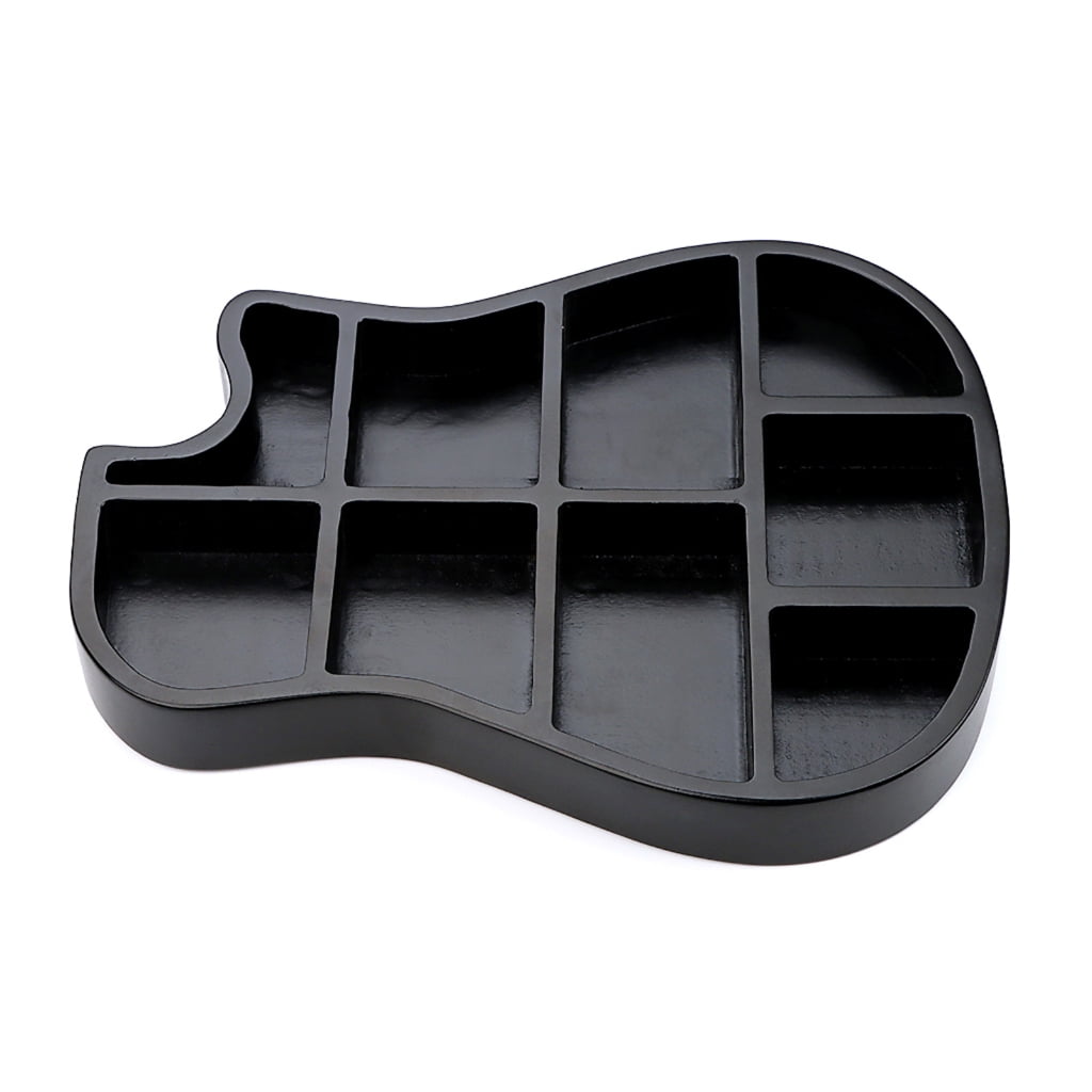 BQBQERT Wood Guitar Pick Holder 9 Compartment Guitar Shaped Storage Box Small Item Guitar Accessories Box Easy to Use