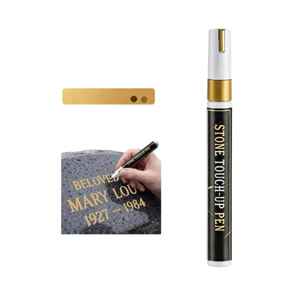 Lynono Golden Tombstone Marker Pen, for Restoring Faded Grave Inscriptions, Waterproof Stone Adjustments Pen, Strong Coverage, Ideal for Gravestones Lettering and Memorial Inscriptions