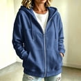 thumbnail image 5 of Guluxicc Fleece Hooded Jackets for Women Drawstring Full Zipper Long Sleeve Solid Athletic Jackets with Pockets for Workout Fall Winter Casual, 5 of 8