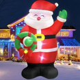 thumbnail image 1 of Inflables navideños de 8 pies de alto, decoraciones al aire libre, muñeco de nieve inflable que sostiene la guirnalda, decoración de patio, LED coloridos giratorios incorporados para fiestas de Navida, 1 of 4