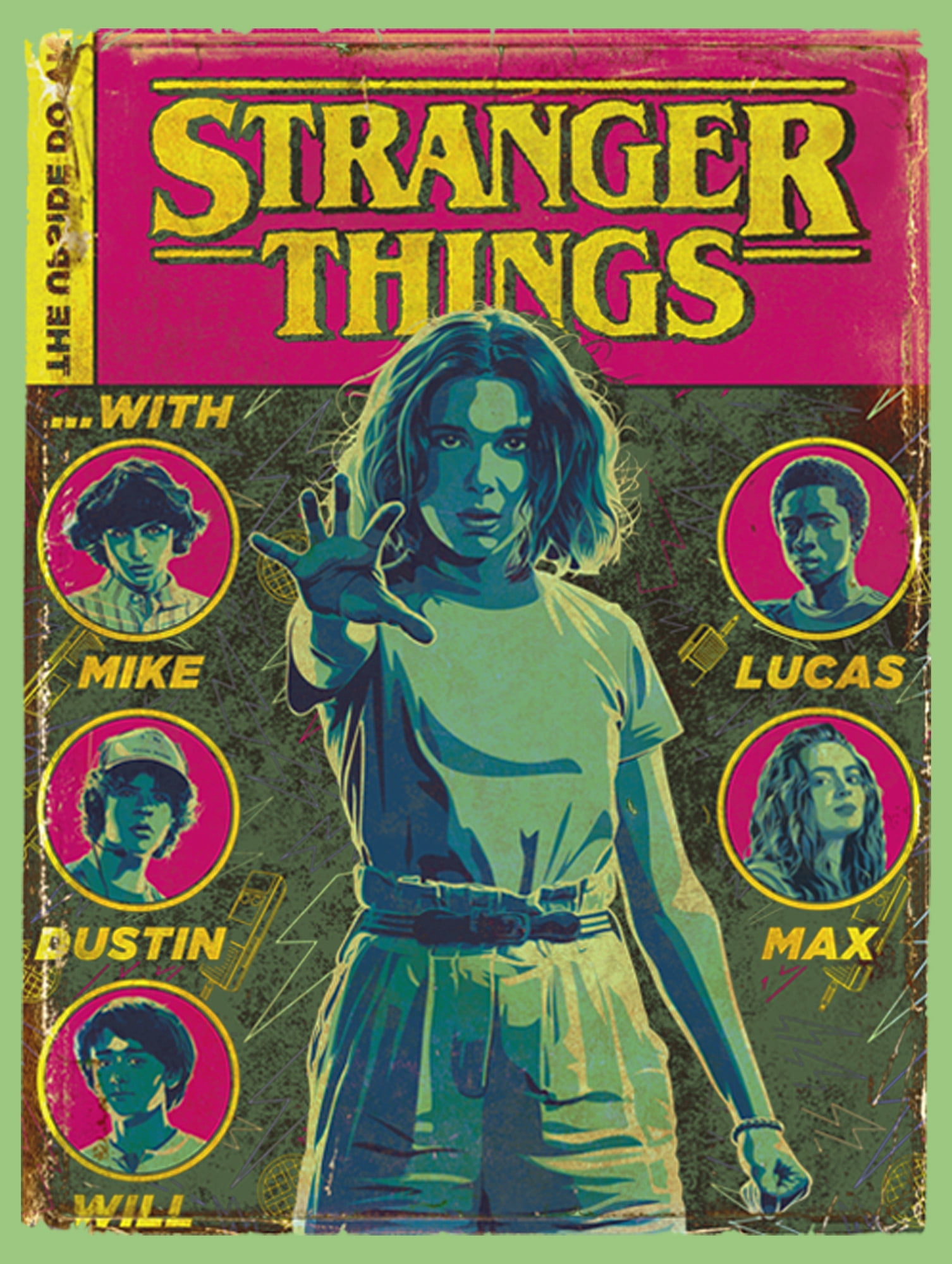 Boy's Stranger Things Vintage Comic Book Cover T-Shirt - Kelly Green - Large