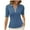 Blue, variant on Wyobmus Women's 1/4 Zipper Tops 2025 Summer Elegant V Neck Collared Work Shirts Slim Fitted Short Sleeve Dressy Blouses Hot Pink