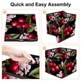 thumbnail image 4 of FeBohao Storage Bins Boxes Oxford Leather Handle Square Foldable Sock Underbed Cute Vintage Sweater Nursery Baby Office Print Replacement Multifunctional Organizer Basket Cherry, 4 of 6