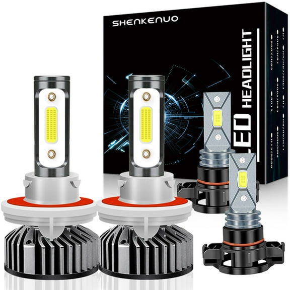 For GMC YUKON XL 1500 2500 2007-2014 Headlights,9008/H13 High Beam and Low Beam Bulbs 5202/H16 LED Fog light Bulbs,4pc