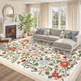 thumbnail image 2 of FairOnly 6'x9'Modern Pastoral Floral Print Machine Washable Area Rug Stain Resistant Low Pile Non Slip Indoor Rug for Living Room Bedroom High Traffic Areas,Beige, 2 of 8