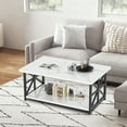 thumbnail image 3 of Cvortll Coffee Table Round Corners, 2 Tier Living Room Table with Storage Shelf, Rectangular Tabletop Center Desk for Small Spaces, White, 3 of 13