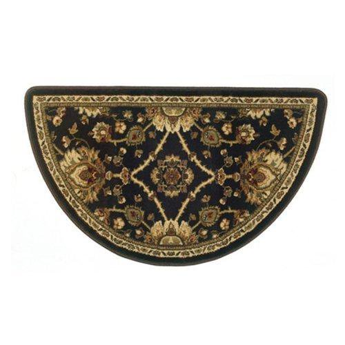 Traditional Oriental Ii Half Round Hearth Fireplace Rug Mat Brown