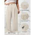 thumbnail image 3 of SWQZVT Womens Pants Plus Size Wide Leg Dress Pants for Women Beige Casual Business Pants with Pockets High Waisted Slacks XL, 3 of 8