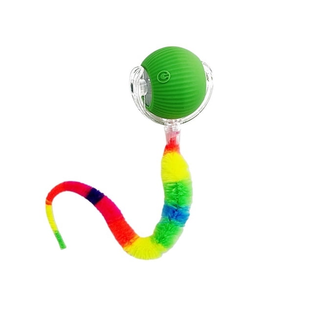 Interactive Cat Toy Ball, Upgraded Interactive Electric Rolling Ball with Teasing Tail, Moving Cat Toy