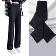 thumbnail image 2 of Women's Comfort High Waist Trousers Wide Straight Leg Polyester Suit Pants Easy Care Business Casual Spring Autumn Wear Black XXXL, 2 of 4