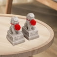 thumbnail image 3 of simhoa 2 Pieces Foo Dog Statue Small Collection Miniature Figurines Asian Stone Lion, 3 of 8