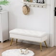 thumbnail image 3 of Velvet Storage Bench with Gold Legs and Nailhead Trim, 40" Wide Upholstered Modern Bedroom Bench for End of Bed, Tufted Ottoman for Entryway Living Room Dining Room, 3 of 8