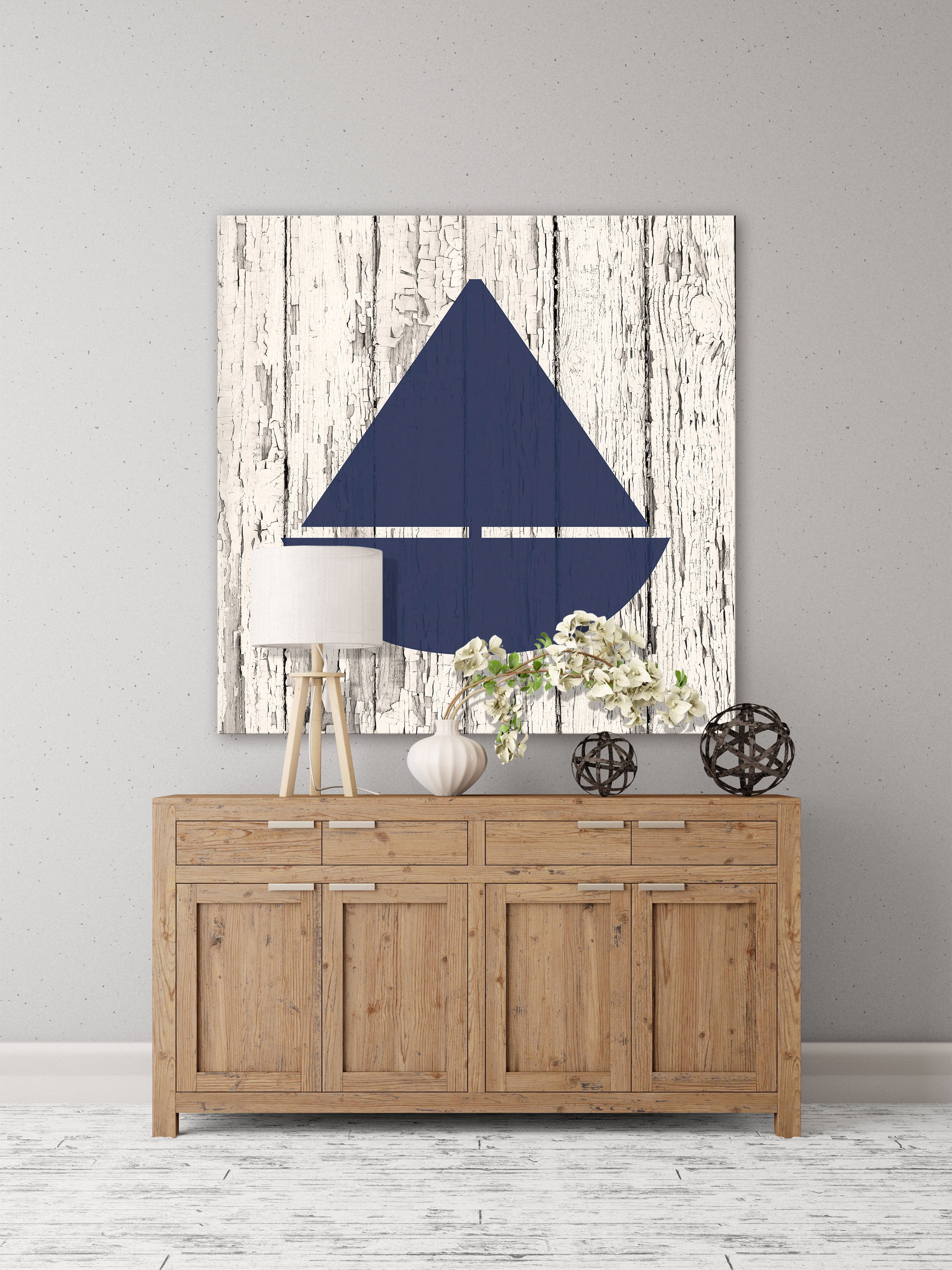 "Blue Boat" Painting Print on Wrapped Canvas
