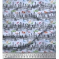 thumbnail image 1 of Soimoi Japan Crepe Satin Fabric Animals,Bird & Tree Modern Style Print Sewing Fabric Yard 42 Inch Wide, 1 of 3