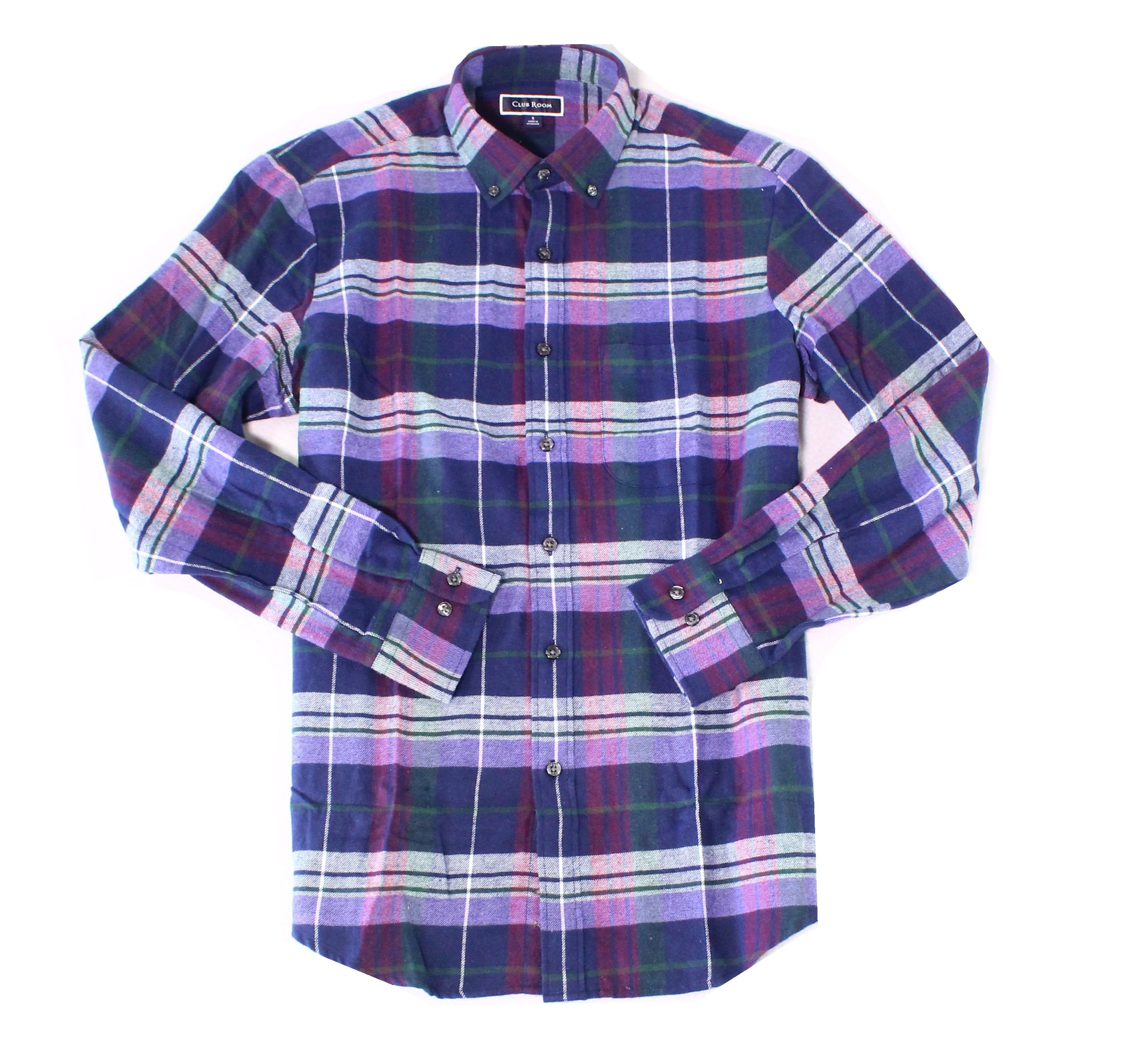 Club Room Apparel - Mens Shirt Purple Small Button Down Plaid Pocket S ...