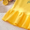 thumbnail image 5 of Toddler Girl Clothes 2 Piece Summer Vacation Outfits Ruffle Hem Short Sleeve T Shirts and Floral Capri Pant Yellow, 5 of 8