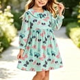 thumbnail image 5 of Wilark Girls Cotton Dress Printed Casual Long Sleeve Cute Fall A Line Dress Blue 8, 5 of 9