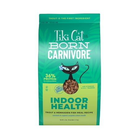 Tiki Cat Born Carnivore Indoor Health Dry Cat Food Trout & Menhaden Fish Meal 6 lbs. Bag