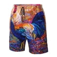 thumbnail image 5 of Kll Rooster Oil Painting Men'S Casual Summer Beach Shorts Hawaiian Shorts With Pockets-X-Large, 5 of 9