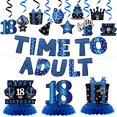 thumbnail image 1 of Set de decoración para fiestas WATINC, 26 piezas, 18, azul y negro, cumpleaños, 1 of 7