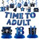 thumbnail image 1 of Set de decoración para fiestas WATINC, 26 piezas, 18, azul y negro, cumpleaños, 1 of 7