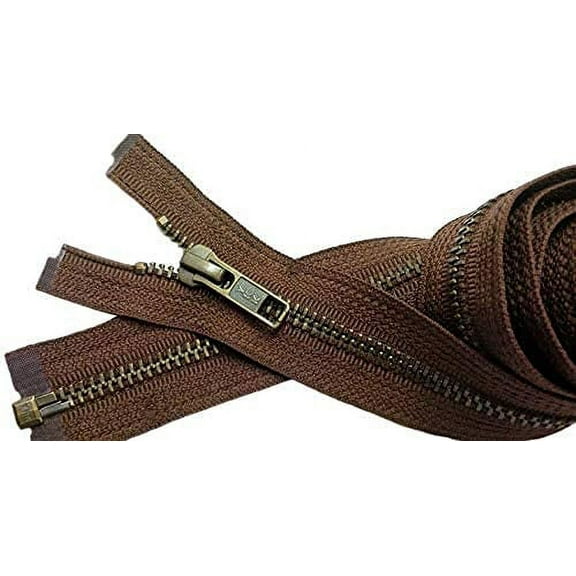 #5 Antique Brass Seal Brown Medium Weight YKK Jacket Separating Zipper - Choose Your Length - Color: Seal Brown #568 - Made in The United States (1 Zipper Per Pack)