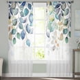thumbnail image 2 of Blue Teal Botanical Sheer Curtains 96 Inches Long 2 Panels Set, Window Sheer Curtains for Living Room/Bedroom, Weeping Fall Eucalyptus Leaves Light Filtering Rod Pocket Curtain 52'' x 96'' x 2, 2 of 7