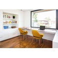 thumbnail image 5 of 2xhome Set of 2 Mid Century Modern Upholstered Fabric Organic Accent Living Room Dining Arm Chairs with Dark Natural Wooden Legs, Mustard Yellow, 5 of 8