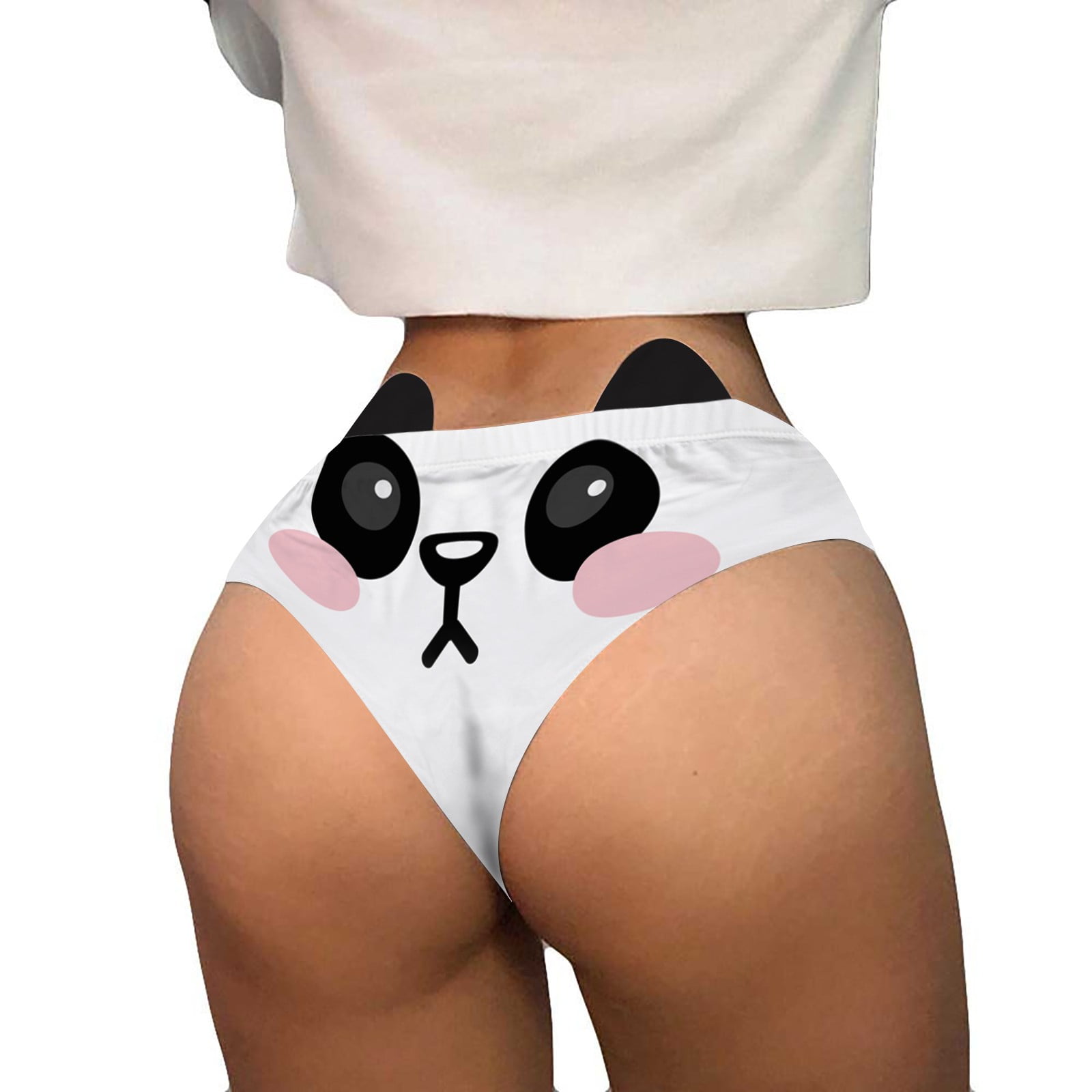 TAIAOJING Women's Underwear Briefs Flirty Funny 3D Cat Printed Animal  Middle Waist Tail Underwears Briefs Gifts With Cute Ears 6 Pack 