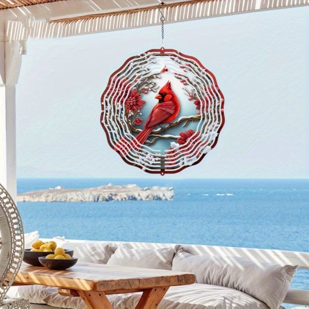 Vibrant Red Metal Outdoor Decor, Hanging Wind Chimes for Garden, Patio, Lawn & Holiday Decor