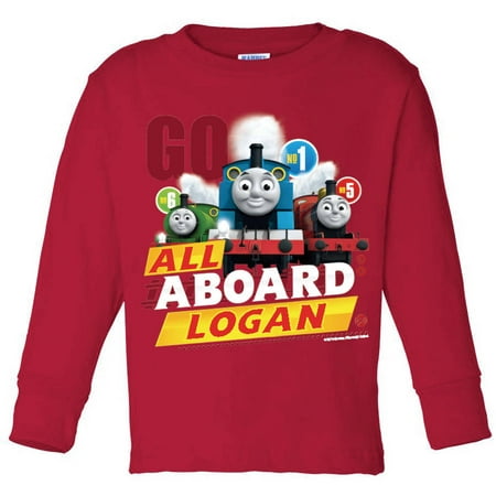 Personalized Thomas and Friends All Aboard Red Youth Long Sleeve