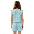thumbnail image 2 of ZIATUBLE4S Blue Daisy Print Girls Jumpsuit Summer Casual Romper Flutter Sleeves One-Piece Playsuit Elastic High Waist Kids Outfit with Pockets for 11-12 Y, 2 of 6