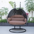 thumbnail image 2 of LeisureMod Mendoza Charcoal Wicker Patio Double Swing Chair in Brown, 2 of 11