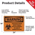 thumbnail image 2 of Infectious Waste Notify Damage Or Leak OSHA WARNING Aluminum Sign 24 Inch x 18 Inch - 10 Pack, 2 of 8