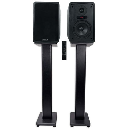 Rockville ELITE-5B 5.25" Powered Bookshelf Speakers Bluetooth/Optical 28" Stands