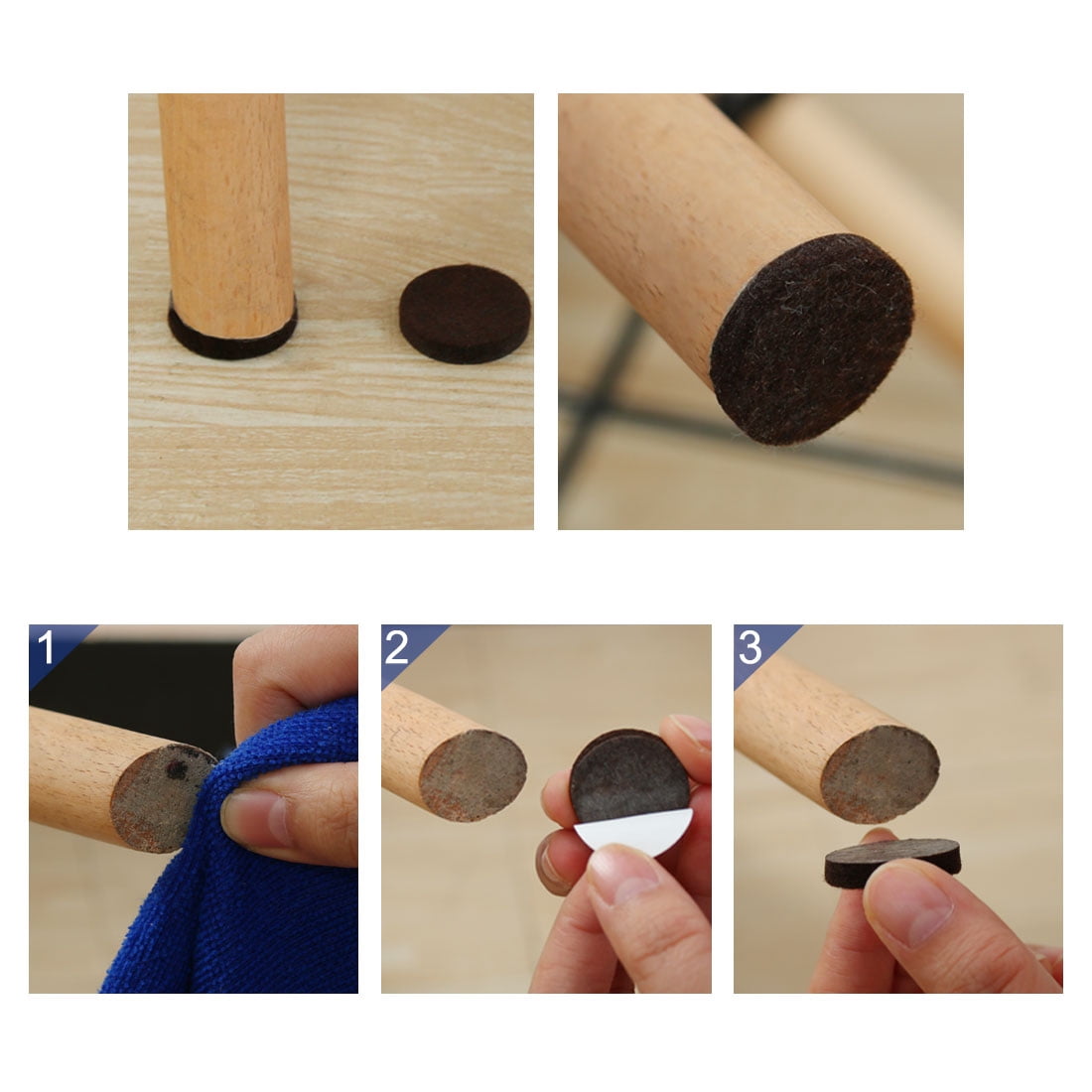Unique Bargains 60pcs Felt Pads Round 1 1/2 Inch Self Stick Anti-scratch Floor Protector